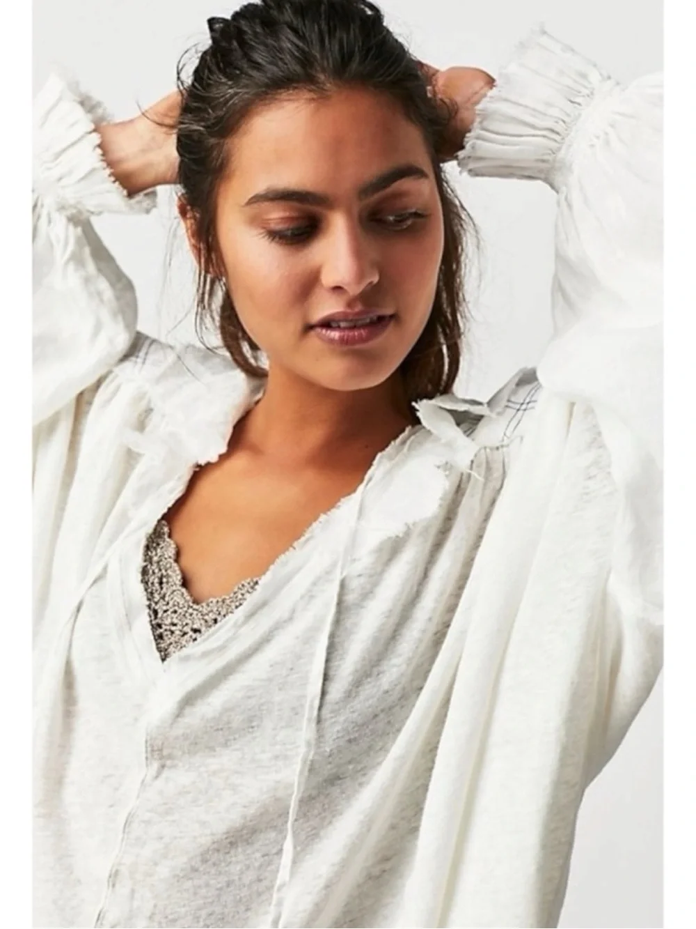 Free People Edwardian Romantic Ethereal Ally  Tunic in Optic White Medium NEW